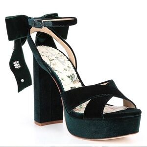 Antonio Melani × Nicola Bathie Lila Velvet Bow Platforms - Size 8